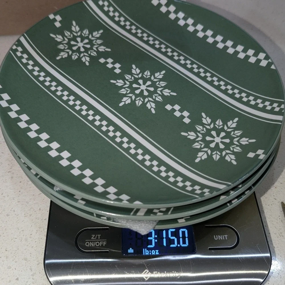 Noritake Colorwave Salad Plate Set Green Snowflake Fair Isle Stoneware Set of 4